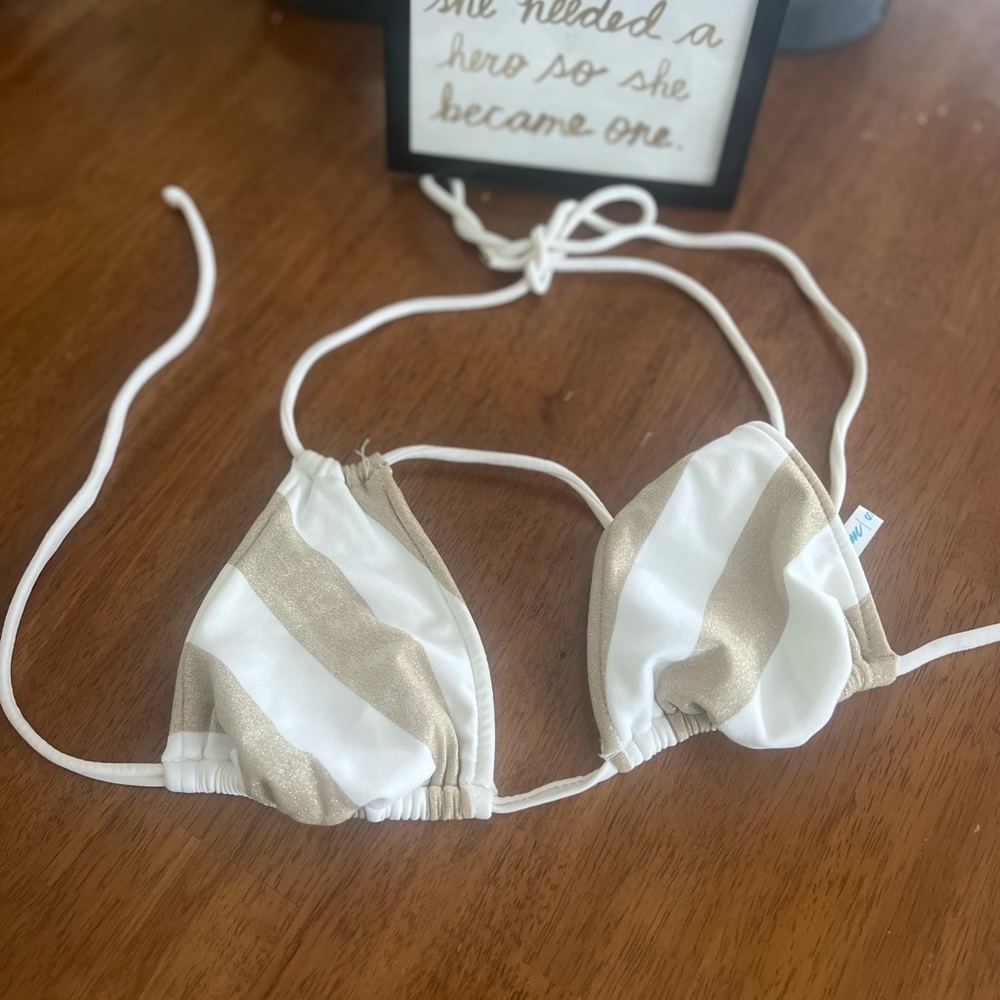 Aero swim gold and white triangle bikini top small. So cute!!